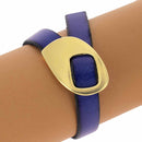 Bracelet en cuir - lacet plat 5mm avec fermoir passant doré