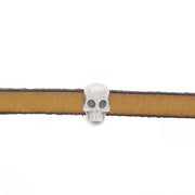 Coulissant TÊTE DE MORT - Lacet plat 5mm - ARGENT VIEILLI