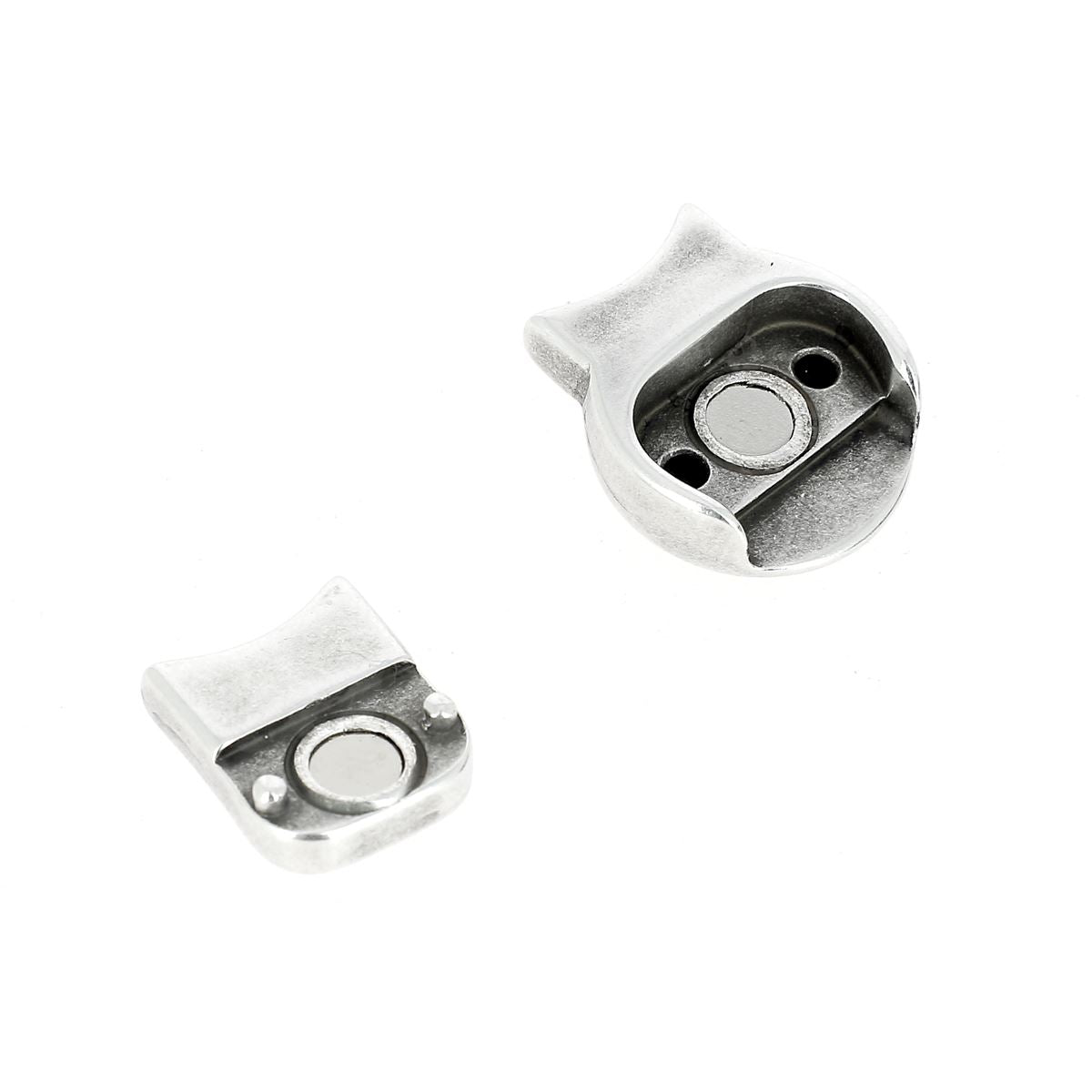 Fermoir bijou aimanté - ROND - Lacet plat 10mm - ARGENT VIEILLI