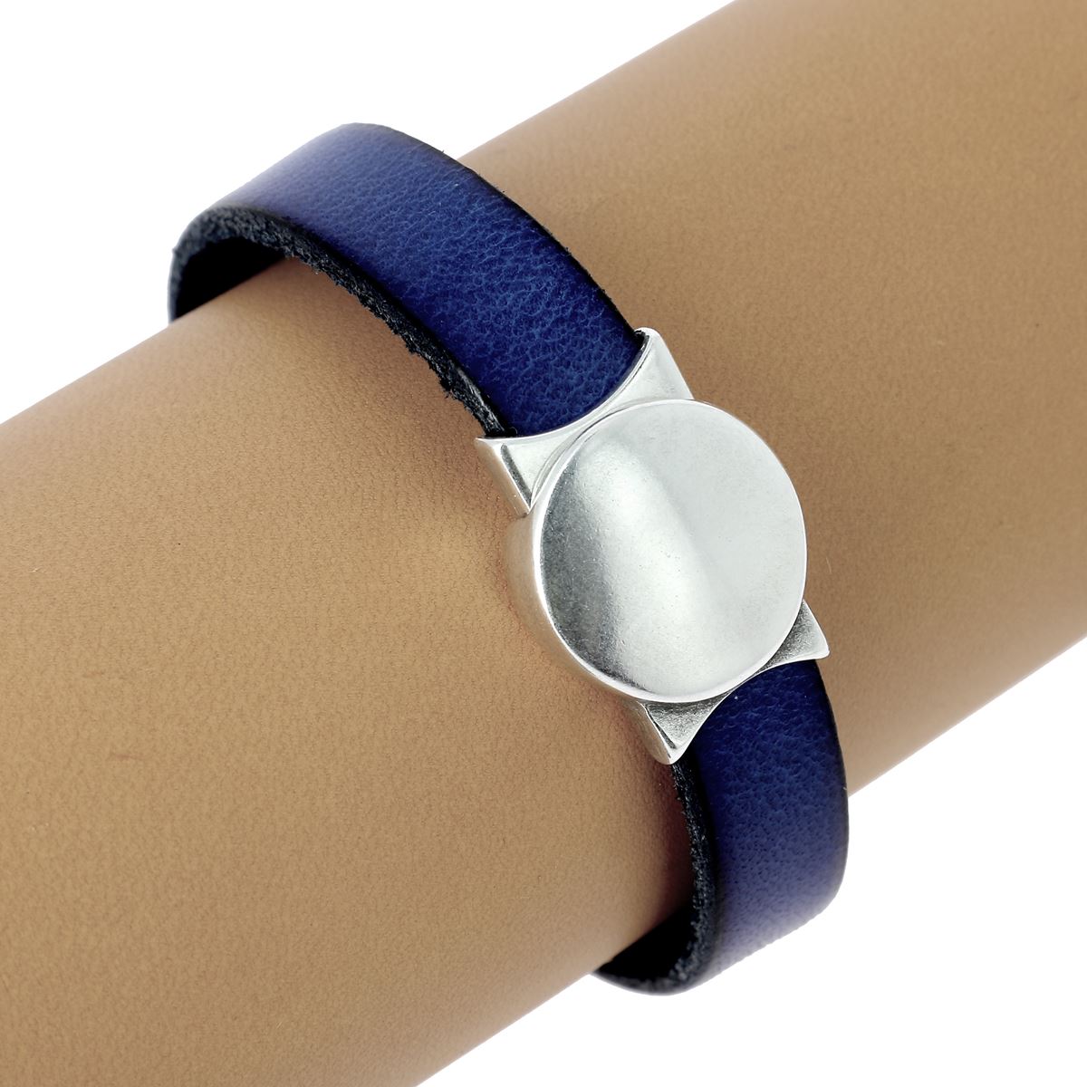 Fermoir bijou aimanté - ROND - Lacet plat 10mm - ARGENT VIEILLI