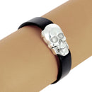 Fermoir bijou aimanté - TÊTE DE MORT - Lacet plat 10mm - ARGENT VIEILLI