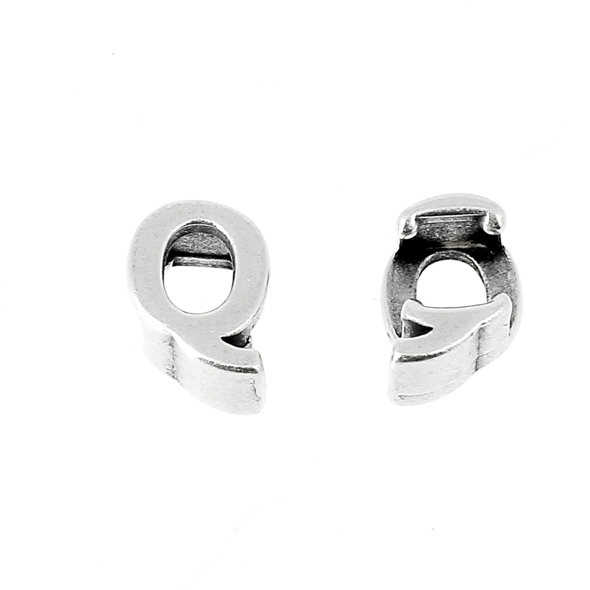 Coulissant à griffe LETTRE - Lacet 5 mm - ARGENT VIEILLI