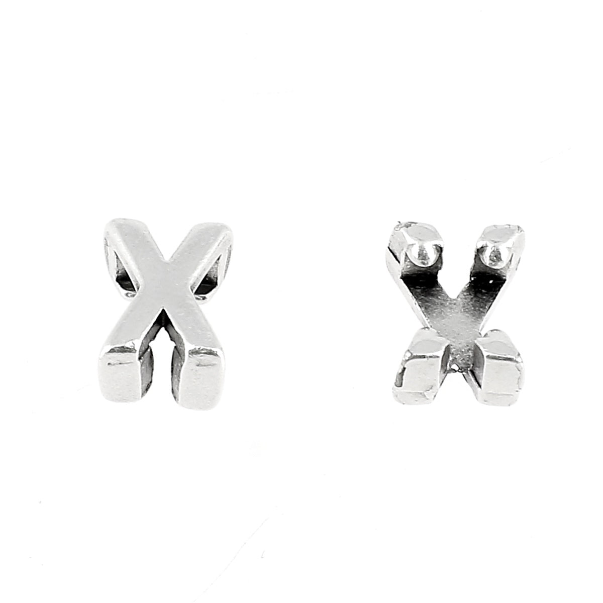 Coulissant à griffe LETTRE - Lacet 5 mm - ARGENT VIEILLI