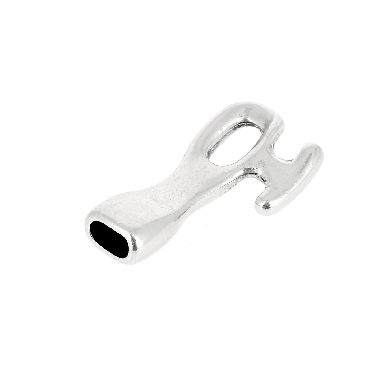 Fermoir de bracelet pour lacet en cuir rond - argent vieilli