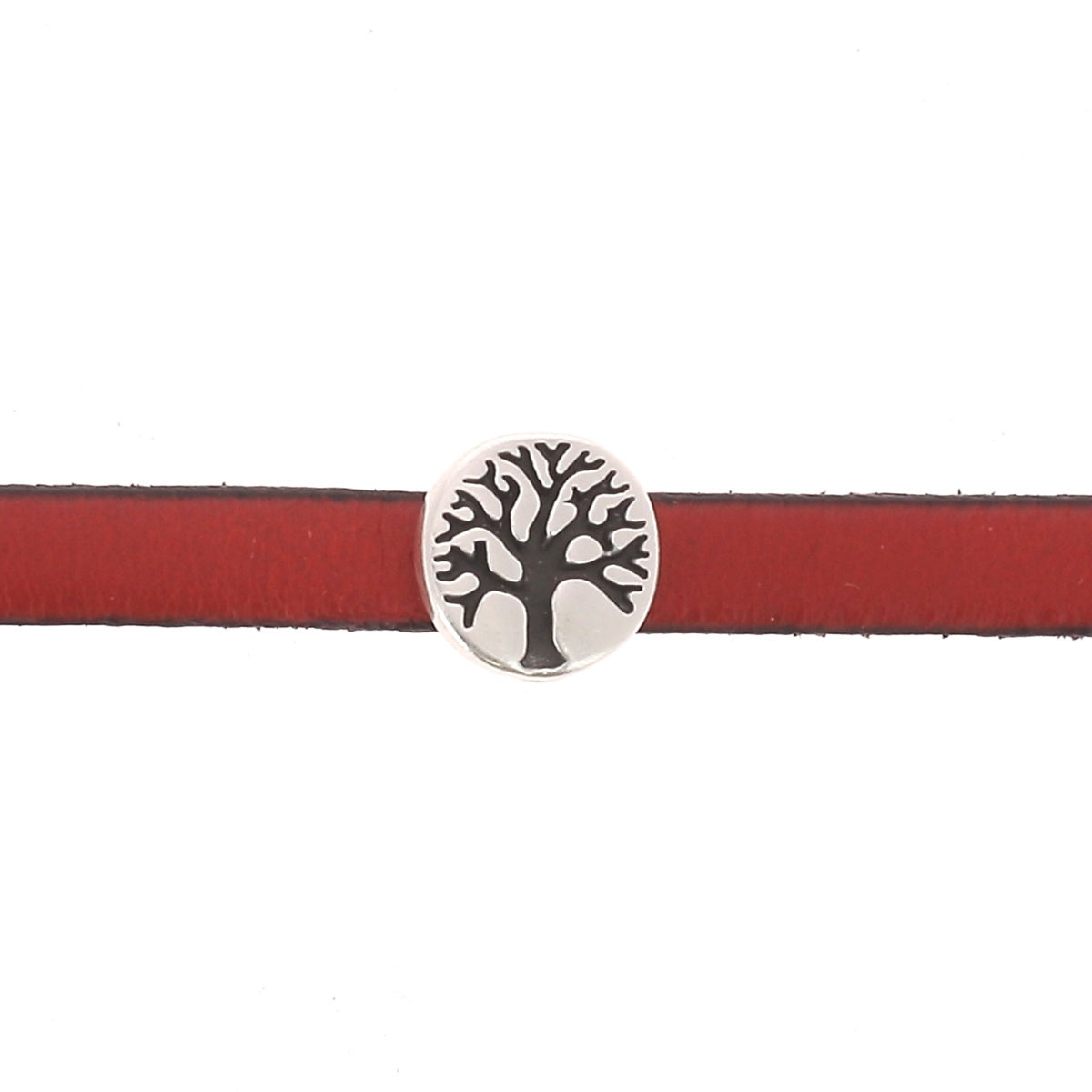 Coulissant ARBRE DE VIE - Lacet plat 5mm - ARGENT VIEILLI