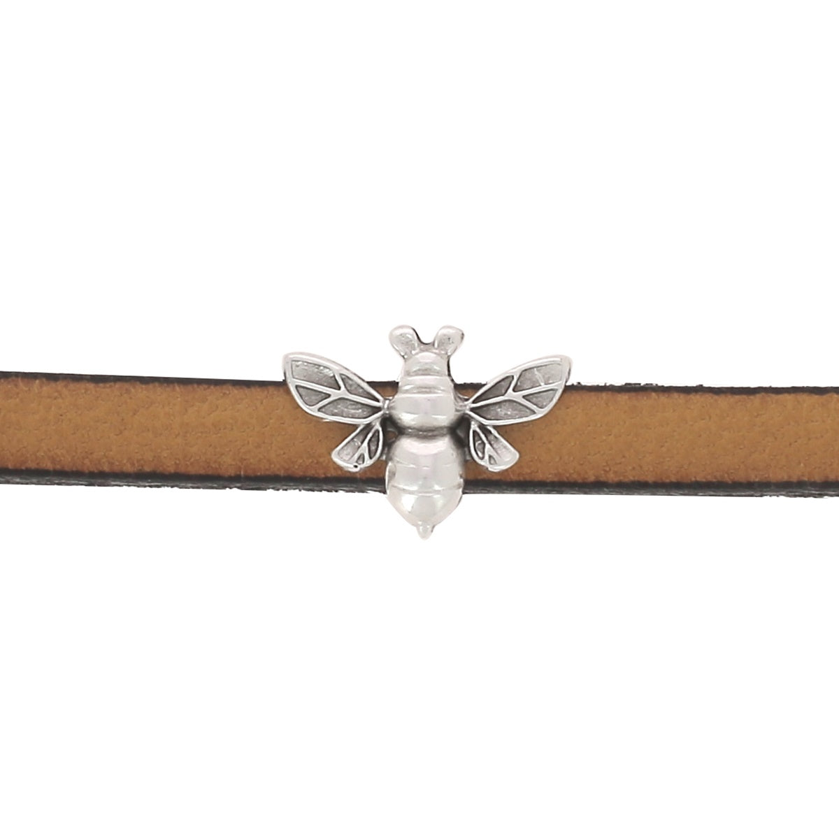 Coulissant ABEILLE - Lacet plat 5mm - ARGENT VIEILLI