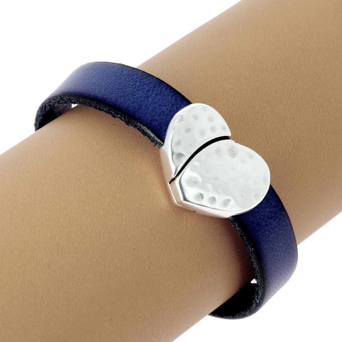 Fermoir bijou aimanté - COEUR - Lacet plat 10mm