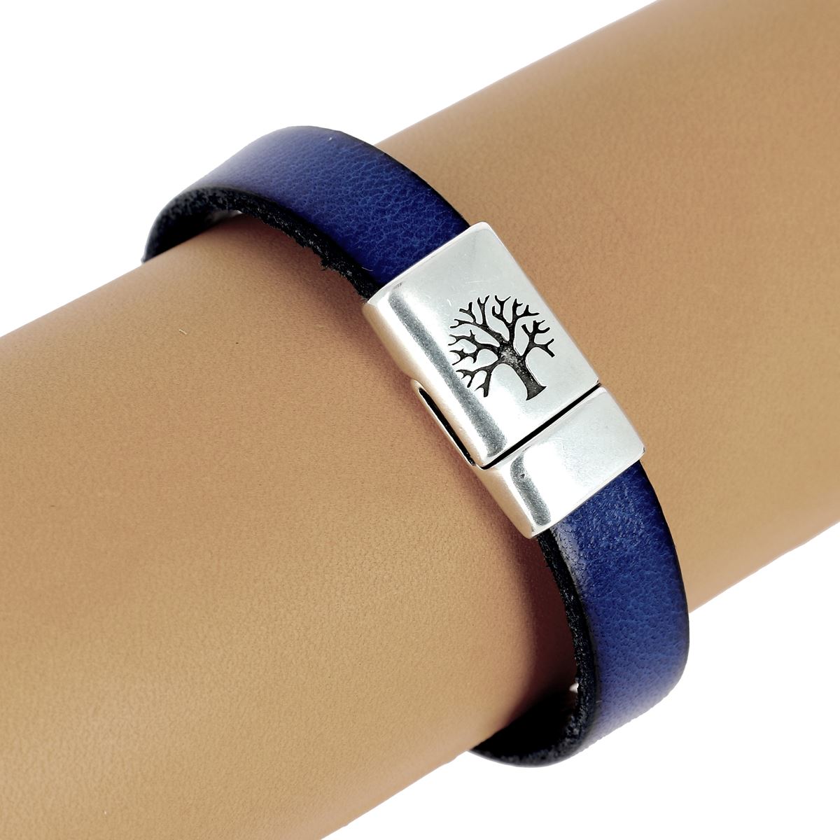 Fermoir bijou aimanté - ARBRE DE VIE - Lacet plat 10mm