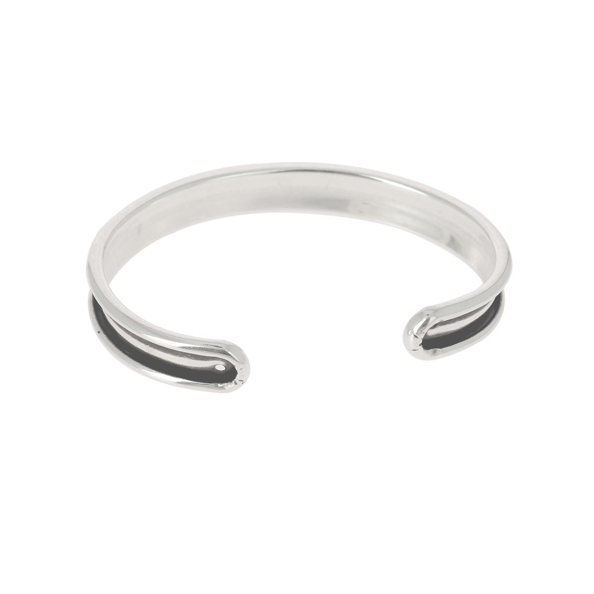 Bracelet manchette en laiton - Argent vieilli - 5 mm
