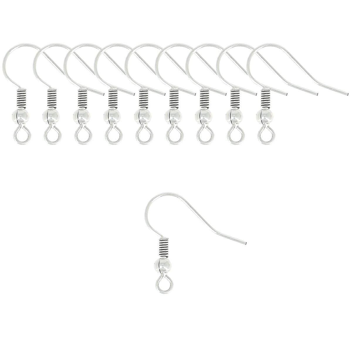 Lot de 10 crochets d'oreilles en laiton - 19mm - Argent vieilli