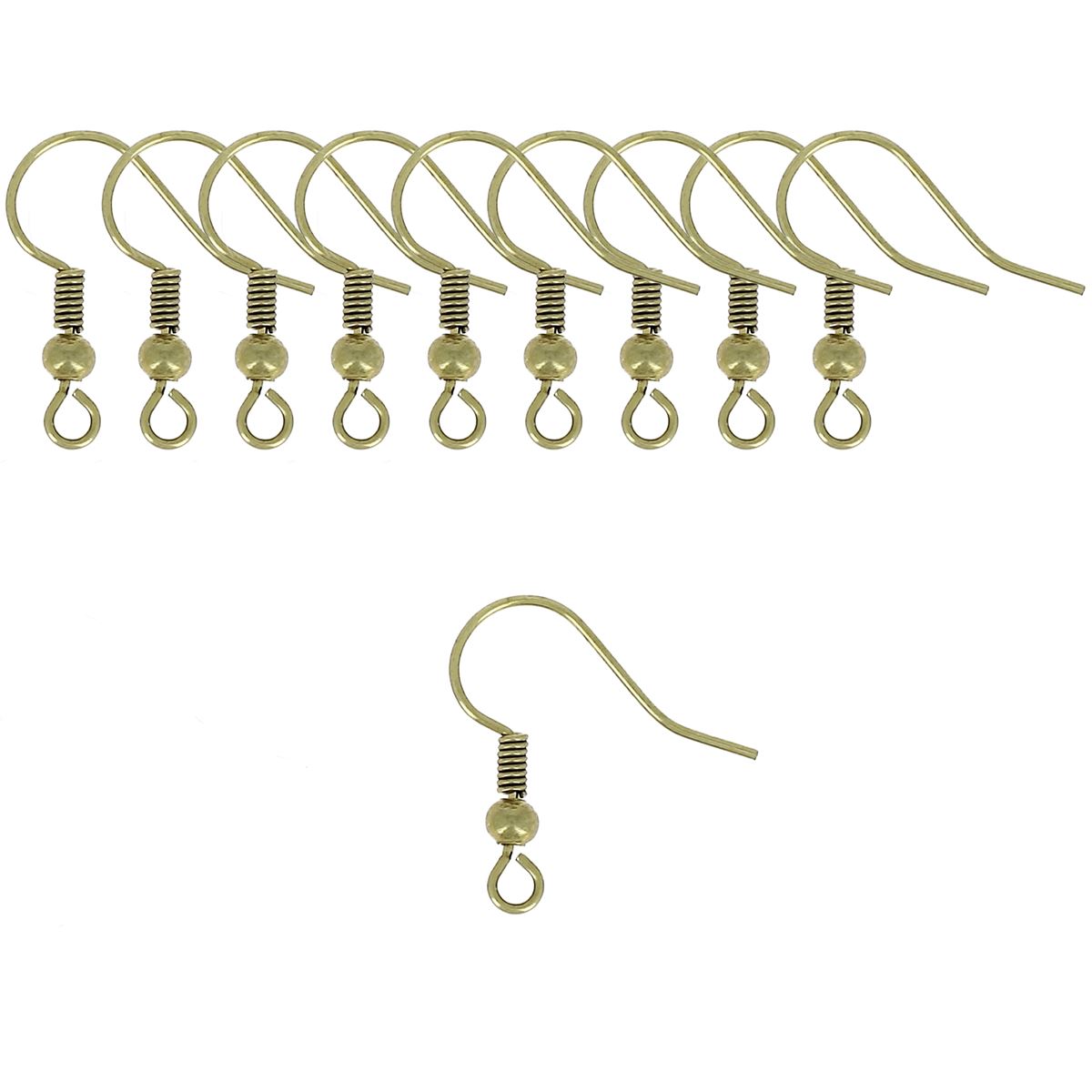 Lot de 10 crochets d'oreilles en laiton - 19mm - Laiton vieilli