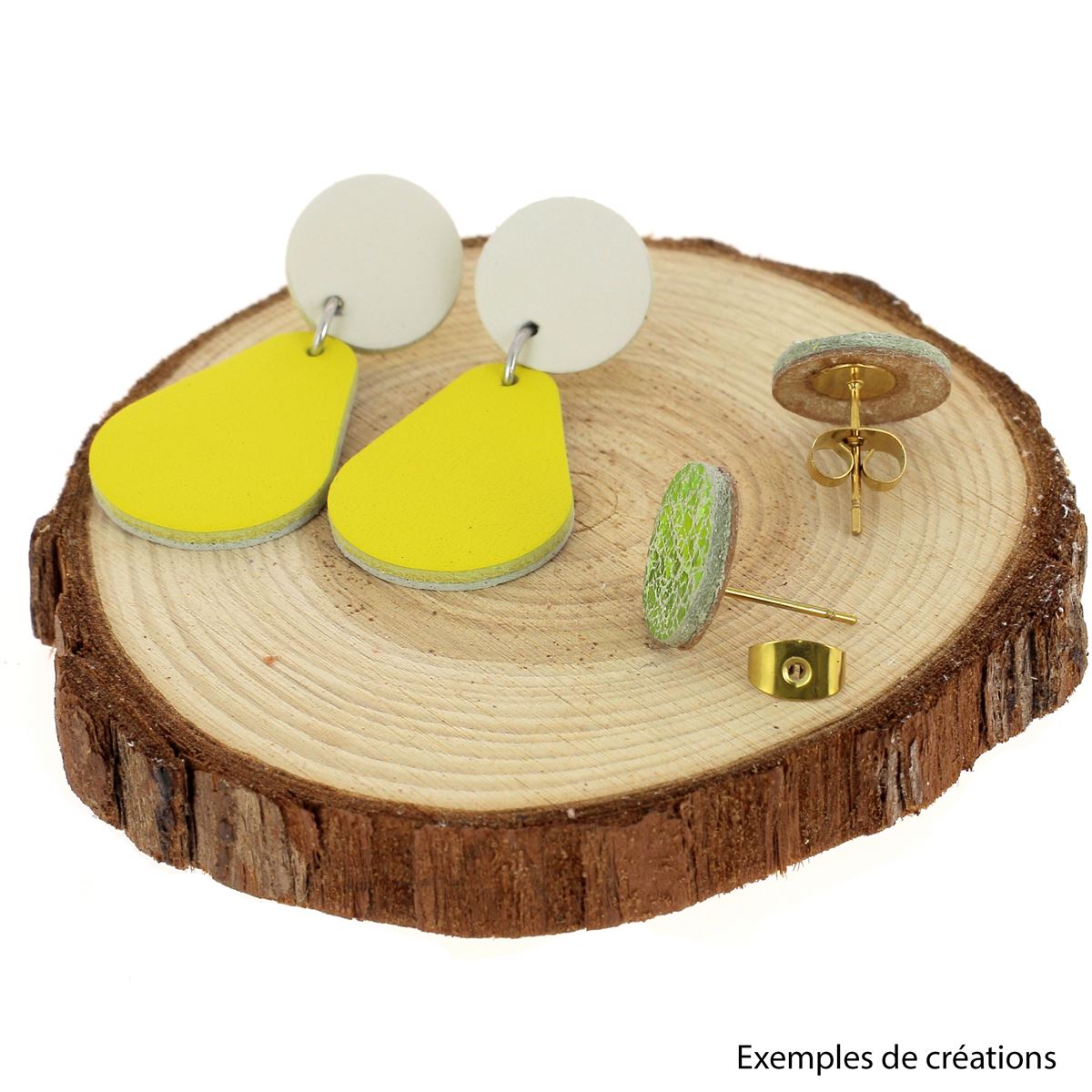 Boucles d'oreilles en cuir DIY avec puces d'oreilles en inox