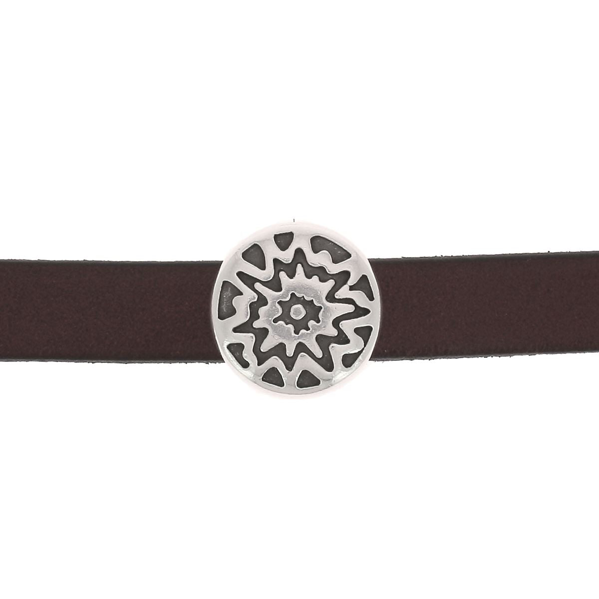 Perle passant splash pour bracelet en cuir de 10 mm de large