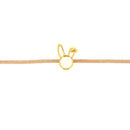 Perle passant LAPIN - Lacet rond 2mm - OR 24K et BLANC