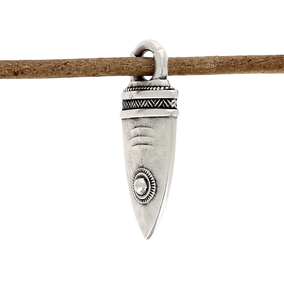 Breloque pendentif TÊTE DE POISSON pour lacet rond Ø 5mm - ARGENT VIEILLI