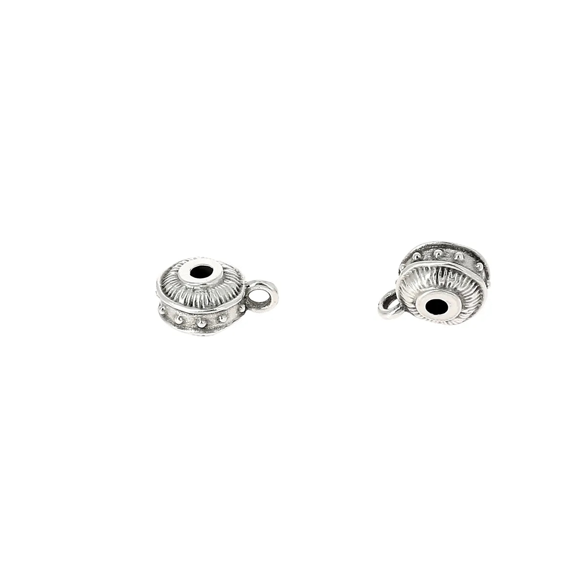 Passant perle ronde avec motifs géométriques pour lacet rond Ø 2mm - ARGENT VIEILLI