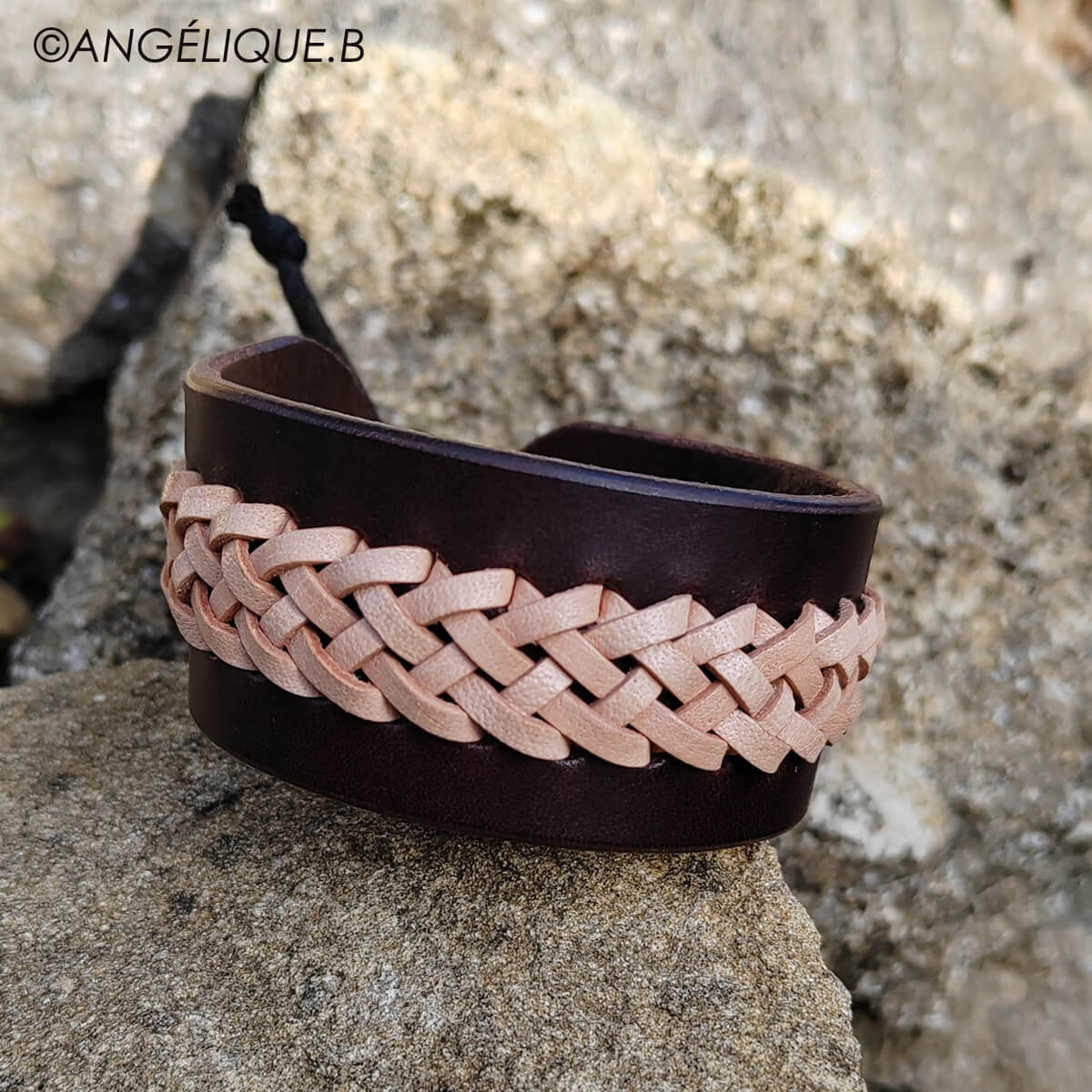 Lacet en cuir Plat - NATUREL - Deco Cuir