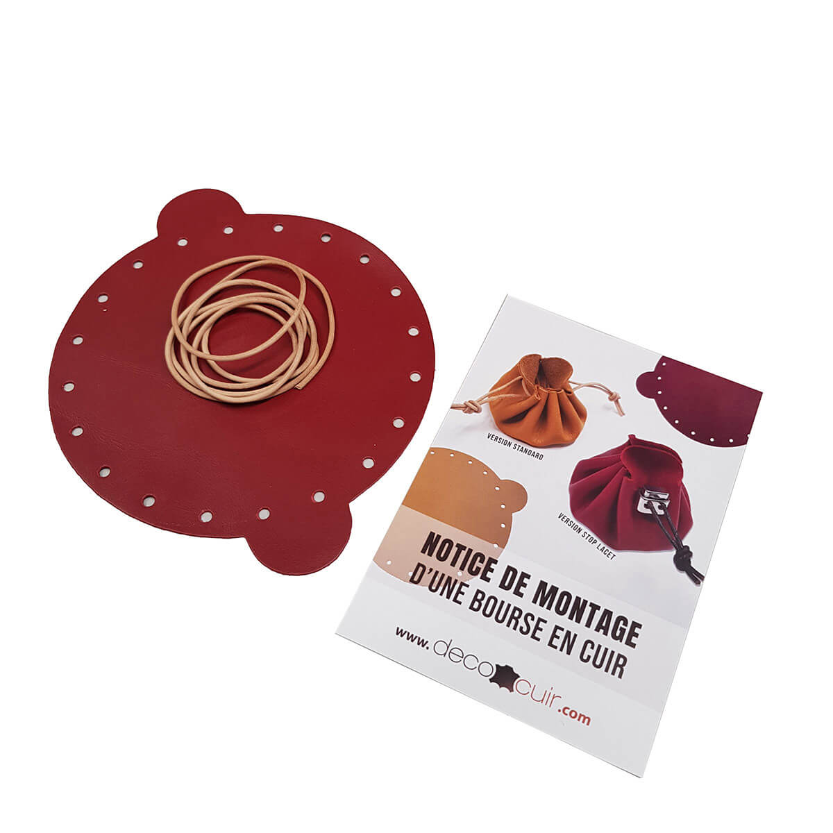 CADEAU - 1 bourse Ø14,5 cm et 1 lacet en cuir - Deco Cuir