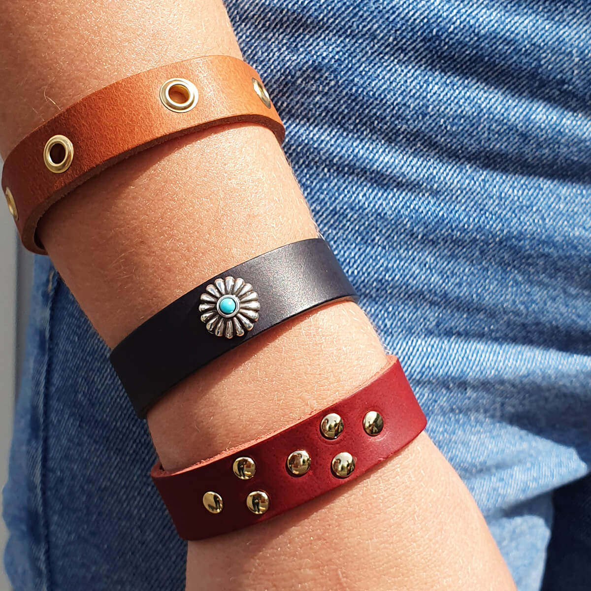 bracelet en cuir découpe