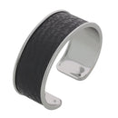 manchette cuir requin noir 20 mm