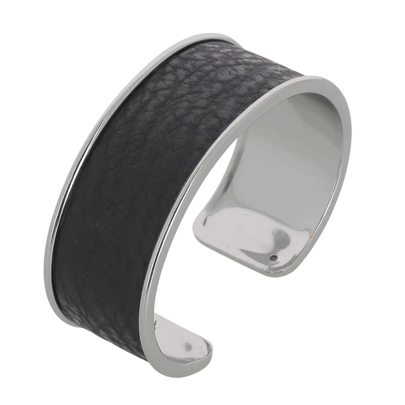 manchette cuir requin noir 20 mm