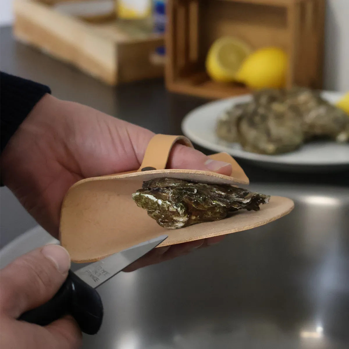 Kit de protection en cuir pour ouvrir les huîtres à faire soi-même