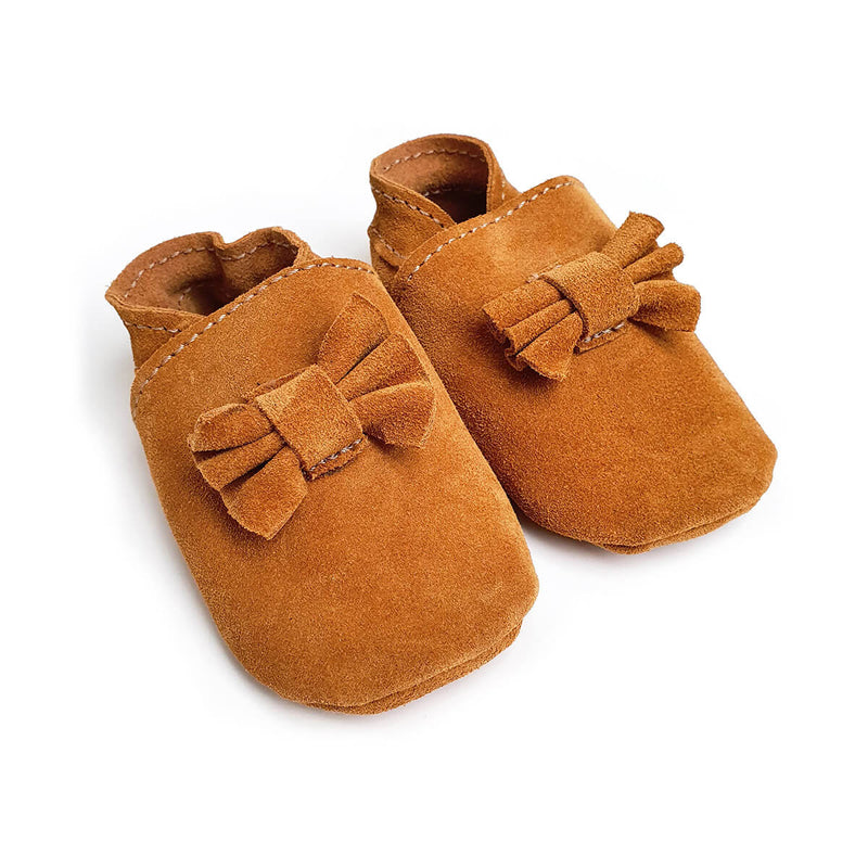 DIY kit Baby leather slippers with bow