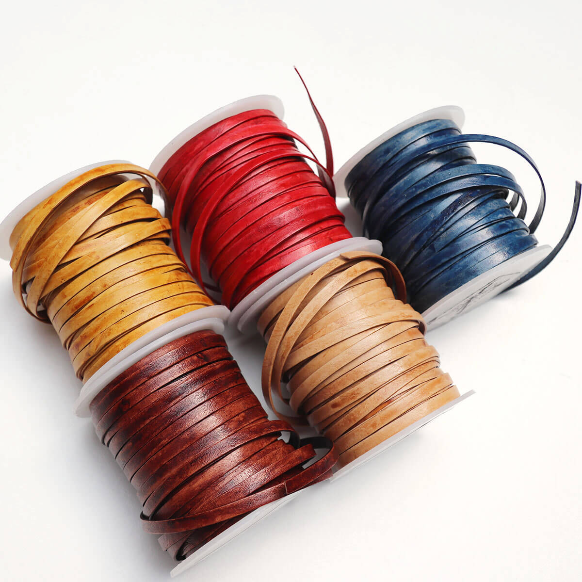 Lacet en cuir teinté effet délavé Plat - Largeur 4mm - Deco Cuir