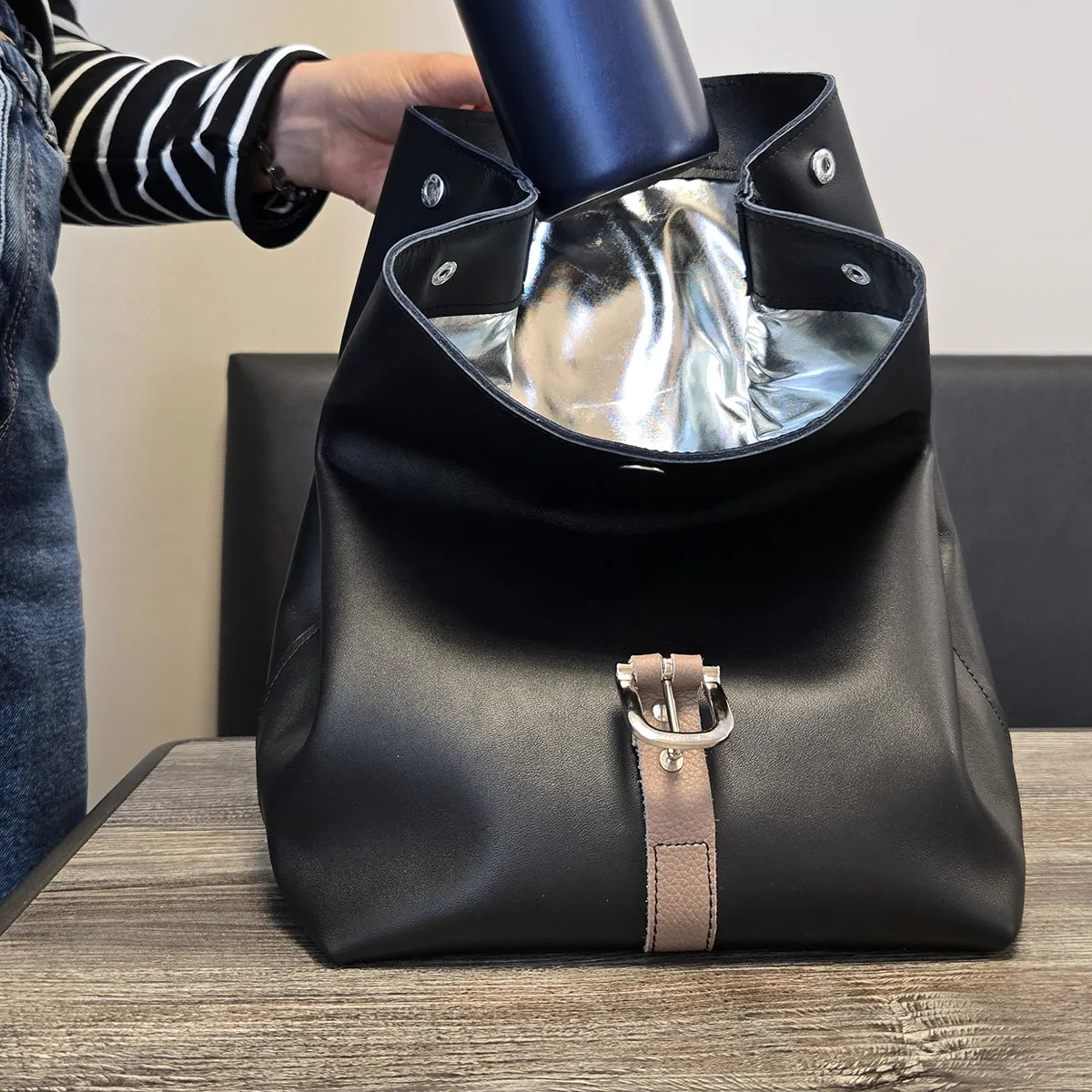 Maschinengenähtes Lunchbag-Muster aus Leder – Deco Cuir