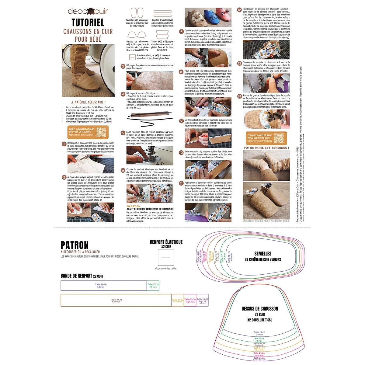 patron chaussons bébé en cuir fait main