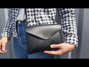 Pochette ENVELOPPE en cuir NOIR à personnaliser
