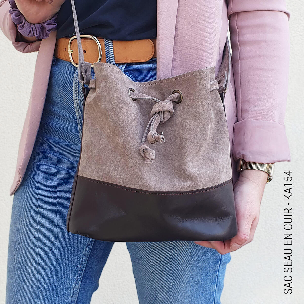 Patron Sac seau en cuir à coudre à la machine - Deco Cuir - Deco Cuir