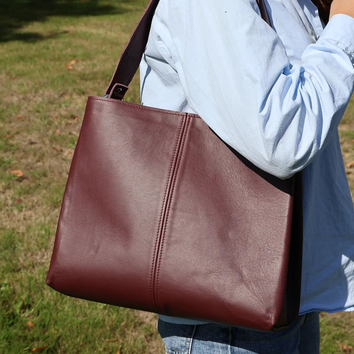 Sac en cuir fait main - Sac Séverine Bordeaux