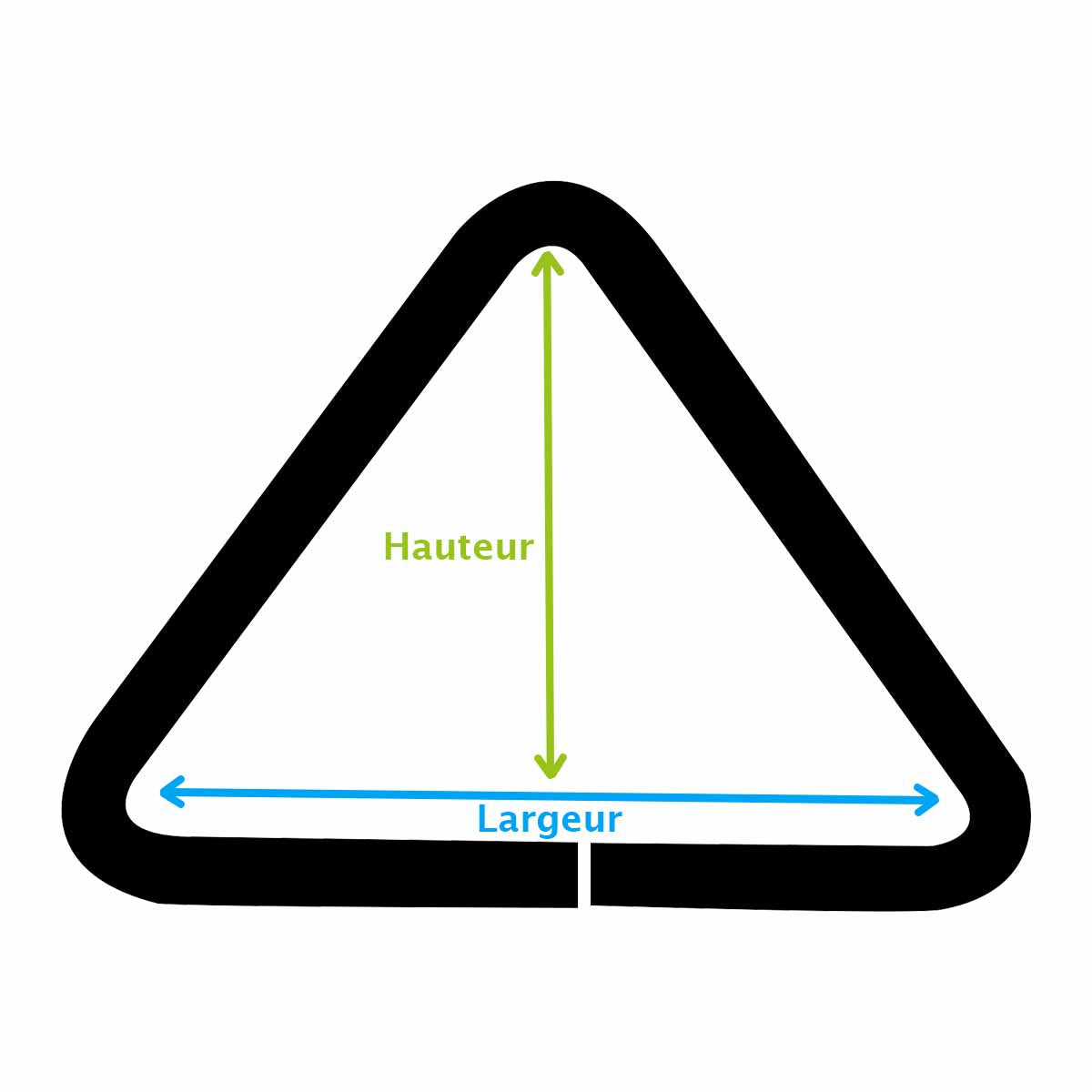 Lot de passants triangles non soudés en acier - NICKELÉ - Schéma