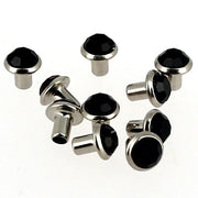 Lot de 10 rivets strass noirs Deco Cuir, accessoires décoratifs en métal pour personnaliser vêtements ou accessoires.