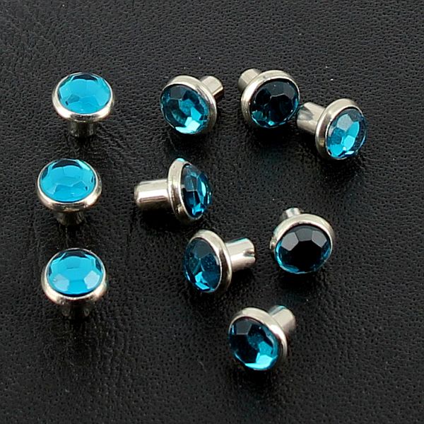 Paire De Peignes à Cheveux Cabochon Bleu Turquoise Et Strass - Taille Unique, Occasion, Style Diadème