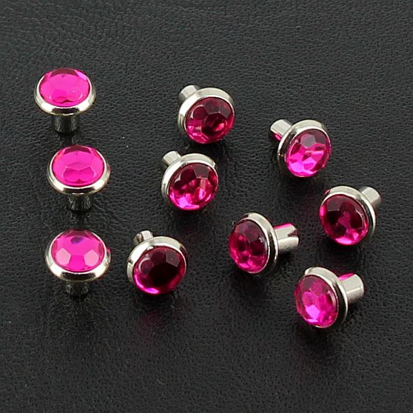 Lot de rivets strass - ROSE FUCHSIA - Deco Cuir