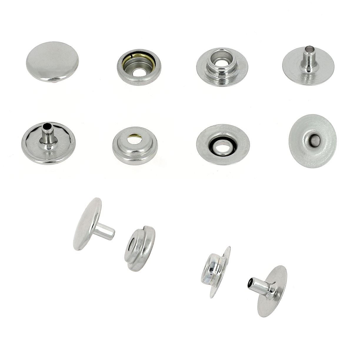 1261_02 bouton pression, acier, nickelé,