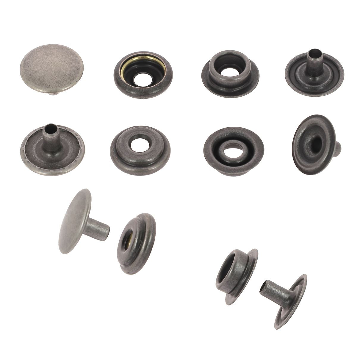 Bouton pression pour maroquinerie - Line 24 : 15 mm - Vieux nickel