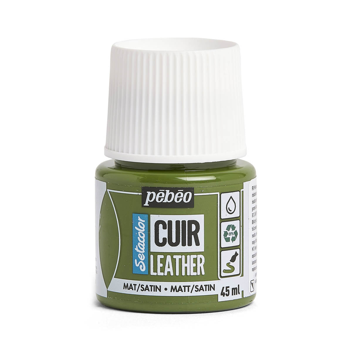 Peinture acrylique à base d'eau pour cuir - Setacolor Cuir - Pébéo - Mat / Satin Vert kaki 295617