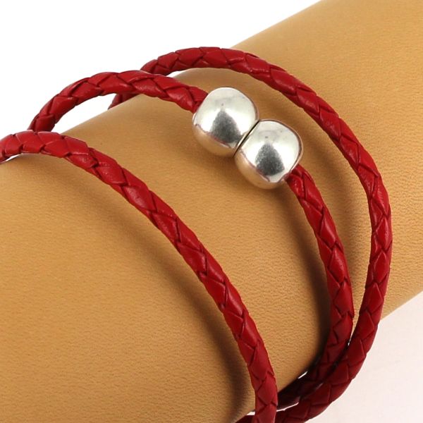 Lacet en cuir pigmenté Rond tressé - Diamètre 3mm - Deco Cuir