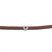 Coulissant petite fleur en argent vieilli, lanière de 10 mm pour créations de bijoux, finition élégante et détaillée.