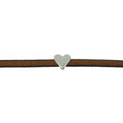 Coulissant cœur en argent vieilli, lanière de 5 mm pour création de bijoux, visible en détail dans l'image.