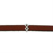 Coulissant deux losanges en argent vieilli, lanière de 10 mm, pour créations de bijoux, visible en détail dans l'image.