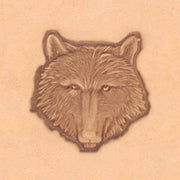 Matoir 3D Tandy Leather représentant une tête de loup en relief pour outils de cuir, visible en détail sur l'image.