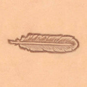 Outil Matoir 3D Tandy Leather avec motif plume pour la création de effets en cuir, vue de l'outil en gros plan
