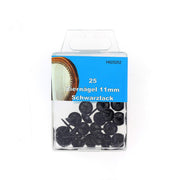 Clous tapissier décoratifs de 11 mm en noir brillant, accessoires de décoration pour meubles ou projets créatifs.