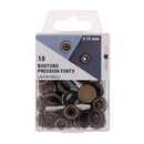Kit 10 boutons pression forts 15 mm laiton vieilli + outil de pose