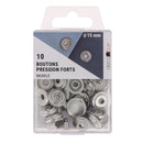 bouton pression fort nickelé 15mm + outil de pose