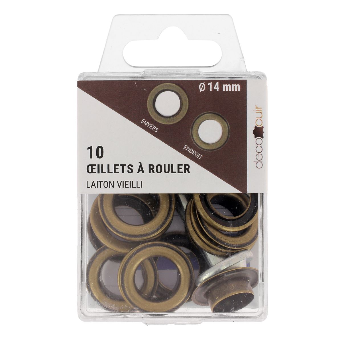 Kit Oeillets à rouler 14 mm laiton vieilli et outils de pose - Deco Cuir